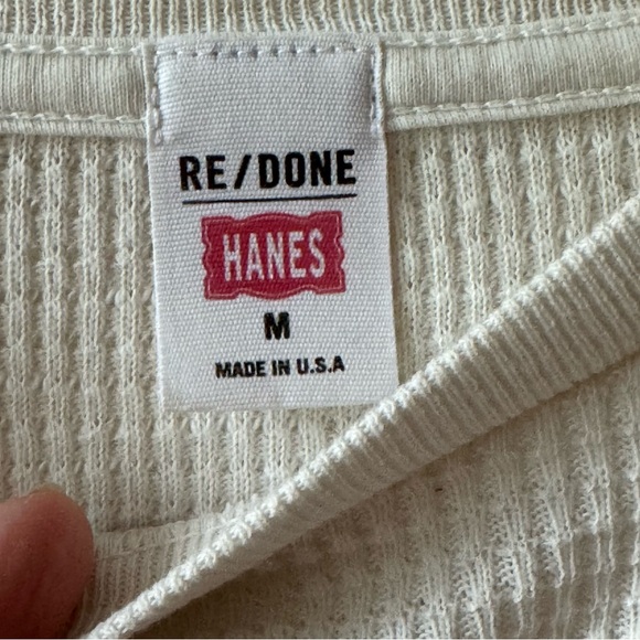 HANES RE / DONE off-white thermal LS T Ladies’ M all cotton! - Picture 1 of 6